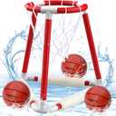 ropoda Pool Basketball Hoop, Floating Basketball Pool Games, Floats Pool Basketball Games, Summer Swimming Pool Floating Game Set with 3 Balls, Pump, Summer Outdoor Pool Games for Kids and Adults