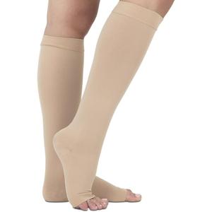 Vive 20-30 mmHg Medical Grade Compression Socks for Women & Men Open Toe - Knee High Support Stockings for Varicose Veins, Lymphedema, Plantar Fasciitis, Pregnancy, Restless Legs Syndrome, Swelling (X-Large)