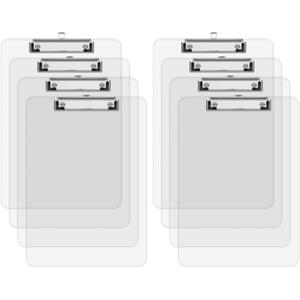 A4 Plastic Clipboard Set of 8, 8.5 x 11 Clear Colored Clip Boards with Low Profile Clip, Letter Size for Classroom, Teacher, Students, School & Office Supplies