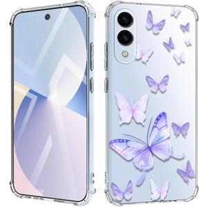 for Samsung Galaxy S25 Edge Case Flowers [Buffertech 6.65ft Military-Grade Drop Protection] [Anti Peel Off Tech] Clear TPU Bumper 5G Phone Case Cover Design (Dragonflies)
