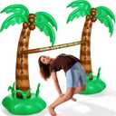 75 Inch Hawaiian Inflatable Limbo Party Game Set Palm Tree Limbo Outdoor Toys Tropical Theme Fun Pole for Summer Outdoor Beach Pool Birthday Party Activities