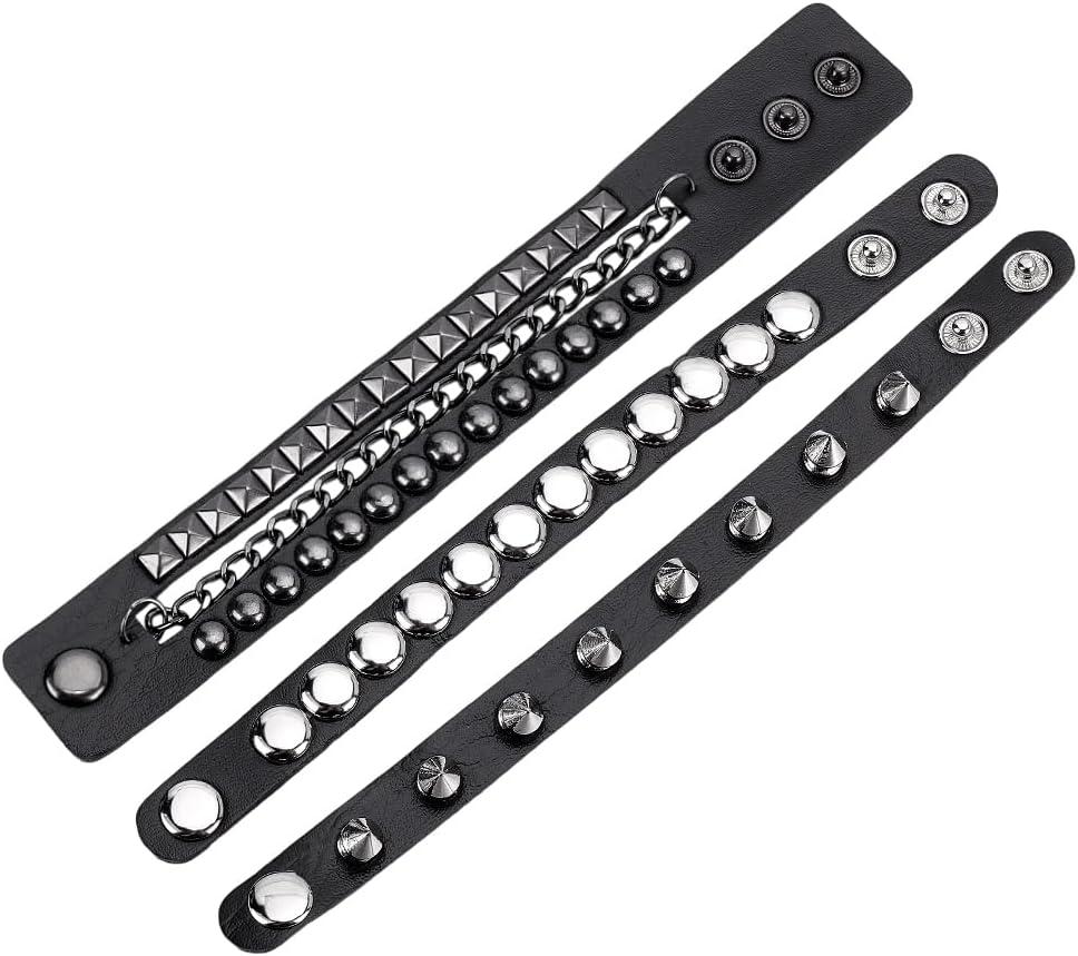 arricraft Imitation Leather Punk Bracelets for Men Women Goth Chain 80s Wristband Necklace Adjustable arricraft Imitation Leather Punk Bracelets for Men Women Goth Chain 80s Wristband Necklace Adjustable