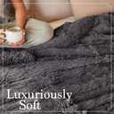 The Connecticut Home Co Throw Blanket Soft Fluffy Room Decor, Cozy Warm Throws for Bed, Couch, Gifts for Women, Bedroom Cute Aesthetic Blankets Shag and Sherpa, 65x50, Gray