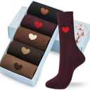 Corlap Women's Cute Cotton Crew Athletic Running Socks - Ankle High, Novelty Fun Heart Design 5-Pairs (Gift Box) (5pairs-light Color)
