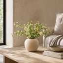 White Ceramic Vase for Home Decor, Rustic Wabi Sabi Textured Flower Vase with Waterproof Glazed Interior, Vintage Beige Decorative Pottery for Living Room Centerpiece Farmhouse Boho Shelf, 6.7" H