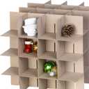 HOLDN STORAGE Christmas Ornament Storage Box with Lid - Christmas Decor Storage Containers that Store up to 64 Holiday Ornaments - Grey/White Snowflakes