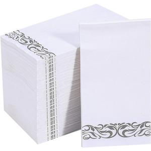 Paper Napkins Guest Towels Disposable Premium Quality 2-ply Dinner Napkins Disposable Soft, Absorbent, Party Napkins Wedding Napkins for Kitchen, Parties, Dinners or Events(White)