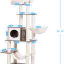 Hey-brother Wooden Cat Tree, 66.1 Cat Furniture with Scratching Posts, Modern Cat Tower with hammocks, Toys, cat condo, Rustic Gray MPJ120SG