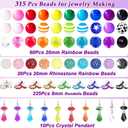 315Pcs 20mm Beads for Pens Making with Rondelle Spacer Beads Mixed Acrylic Focal Bubblegum Bead Crystal Round Sparkly Chunky Bead for Pens Beadable Necklace Keychain DIY Craft Jewelry Making Supplies