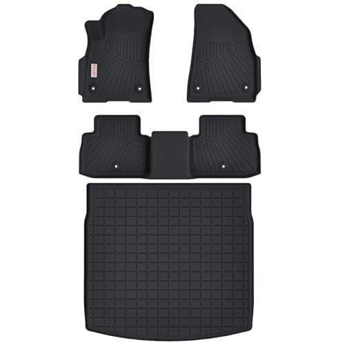RILLEC Floor Mats & Cargo Liner for 2025 2026 Jeep Wagoneer S 4xe EV(Non Fuel),All Weather Protection Accessories Custom Full Set Liners Include 1st & 2nd Row Automotive Floor Mats TPE Slush Car Mats