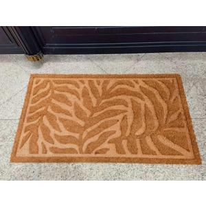 Natural coir embossed doormat with leaf pattern, coco coir welcome rug, sturdy and durable indoor and outdoor entrance anti slip pad, heavy-duty welcome pad, 43 * 76cm, natural rubber backing