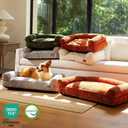 FUKUMARU Dog Couch Bed, Corduroy Cozy Cat Bed for Indoor Cats with Washable Cover, 28in Waterproof Orthopedic Dog Beds Sofa for Small Dogs and Large Cats, Cute Warm Cotton Pet Sofa, Green, 28.3"Lx20.5"Wx9"Th