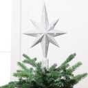 Civaner 11" Bethlehem Star Tree Topper Silver Glitter Christmas Star Tree Topper Vintage Decorative Christmas Ornaments for Home Xmas Party Holiday Decor (Sliver)
