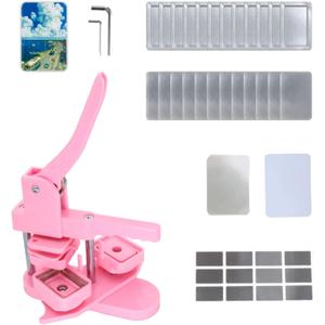 Fridge Magnet Button Maker Machine, 60 * 40mm/1.57 * 2.36 inch Square-Shaped Pin Maker Machine for Refrigerator Magnet, DIY Square Button Press Machine with 100 Pcs Supplies.