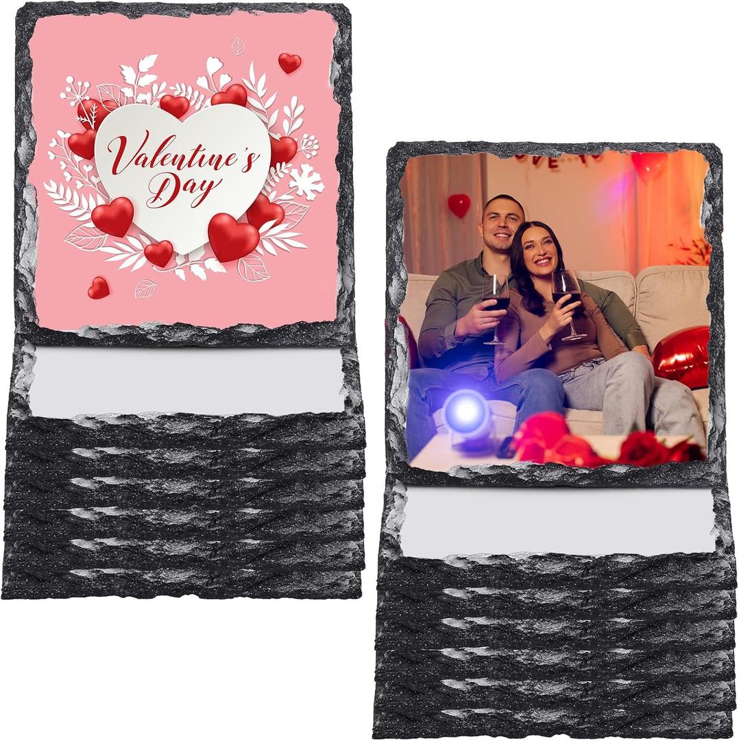 Patelai 12 Pcs Sublimation Slate Blank Coasters, 3.55 Inch Slate Coasters, Personalized Heat Thermal Transfer DIY Sublimation Blanks for Valentine, Wedding. Housewarming Gifts Table Custom (Square)