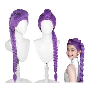 39 INCH Long Rumi Costume Wig Cosplay, Mira Zoey Purple K-pop Demon Hunters Costume Wigs for Halloween Costume Party