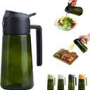 2 In 1 Oil Dispenser And Oil Sprayer, 16 Oz/470 Ml Oil Dispenser For Kitchen Spray, With Fine Mist Nozzle, Suitable For Cooking, Air Fryer, Salad, Grilling(black-1)