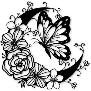 Gemseek 12 Inch Black Metal Butterfly Wall Art Decor, Boho Moon Butterfly Silhouette Wall Sculpture for Living Room Bedroom Bathroom Decoration Home Accents