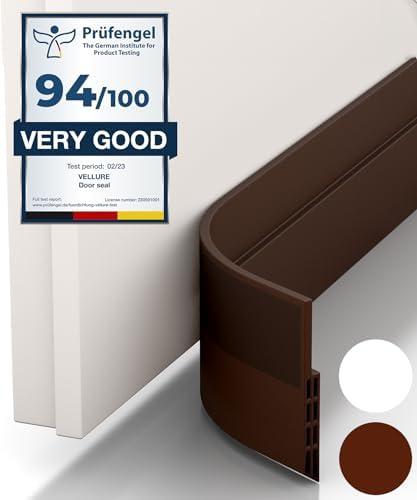 Vellure® door draft stoppers for bottom of door - NEW premium door sweep / door seal strip (save energy – installs quickly and easily) door weather stripping, ideal for keeping out cold (1x39" brown)