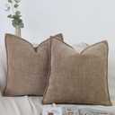 OYIMUA Soft Textured Decorative Throw Pillow Covers 16x16 Neutral Brown Chenille Square Accent Solid Cushion Cover Cozy Farmhouse Pillow Cases for Couch Sofa Bedroom Living Room