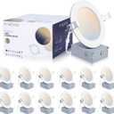 POWERASIA 12 Pack 4 Inch Ultra-Thin LED Recessed Ceiling Light with Junction Box, 5CCT Dimmable 2700K/3000K/4000K/5000K/6000K, 9W 850lm Can Killer Downlight-ETL and Energy Star Certified