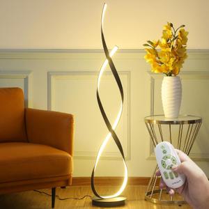 40W 4000LM 54.3 inches Black Floor Lamp for Living Room Bedroom with 3 Color Temperature Remote Control (Black)
