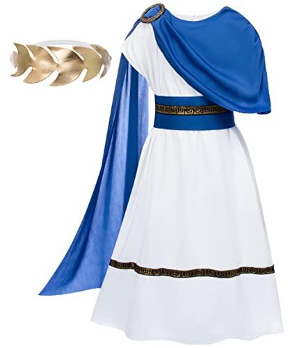 Greek Toga Costume for Kids Boys Ancient Greece Mythos Philosopher Rome Nobility Cosplay 3-7 Years Blue