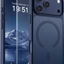 SUPFINE Magnetic for iPhone 17 Pro Case with Screen Protector (Compatible with MagSafe)(Military Grade Drop Protection) Translucent Matte Shockproof with Anti-Fingerprint Phone Cover,Dark Blue