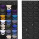 Dofilachy Hat Organizer Racks for Baseball Caps, Visible Hat Holder Rack for Wall Door with 3 Hooks, 24 Deep Pockets