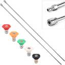 SEPLY Pressure Washer Extension Wand, 120" Stainless Steel Power Washer Lance (2 x 60) with 5 Spray Nozzle Tips, 1/4" Quick Connect, 4000 PSI Heavy Duty Replacement Wand (White+Green)