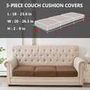 Genina 100% Waterproof Couch Cushion Covers for Pets - Stretch Sofa Seat Cover for Dogs Jacquard Non Slip Sectional Couch Covers Sofa Slipcovers Washable (3 Pieces, Brown)