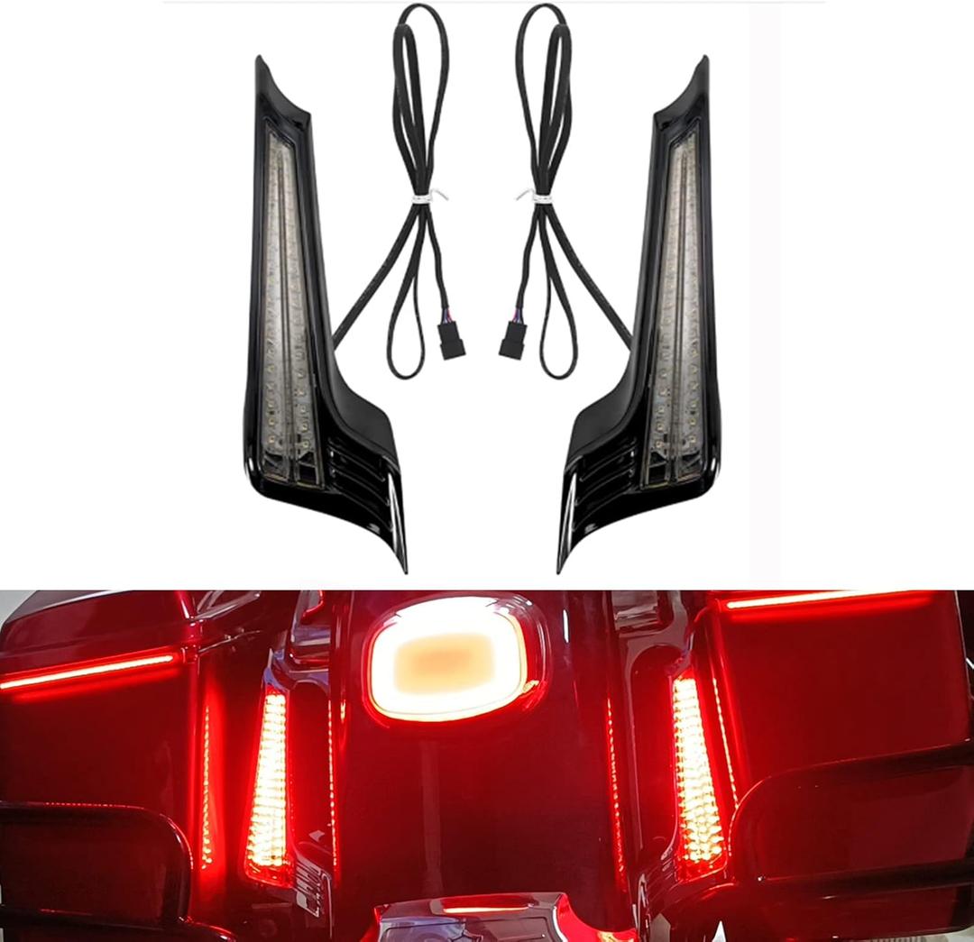 Motorcycle LED Filler Panel Lights Rear Fender Light Turn Signals Running Brake Light Fit for Harley Touring Road King Electra Road Street Glide 2014-2023 (Black Housing Smoke Lens)
