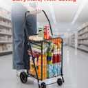 VEVOR Shopping Cart, Folding Grocery Utility Cart with Swivel Wheels, 90 LBS Large Load Capacity, Heavy Duty Rolling Laundry Basket Butler for Laundry, Shopping, Camping, Grocery, Luggage, Black