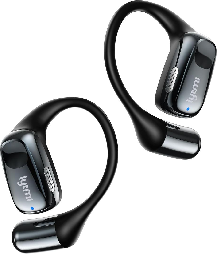 Lytmi CozyFit Open Ear Headphones, 0.23oz Ultra-Light Comfortable Wireless Earbuds, 0.6mm Thinnest Earhooks, Bluetooth 5.4, Clear Audio, 30 HRS Playtime, IPX5 Waterproof Earphones with Mic (Black)