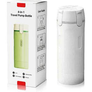 4 in 1 Travel Dispenser Bottles Shampoo Refillable Leak Proof TSA Compliant Size Containers Toiletries Toiletry with Pump Design Portable Organizer Conditioner Lotion Cream Vacation (White)