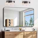 FORBATH Large Bathroom Mirror 60x36 Inches, Black Oversized Wall Mirror for 2 Sinks Aluminum Frame Wall Mounted Rounded Corner Morndern Mirror for Bathroom Bedroom Entryway Living Room