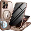 BERFY for iPhone 16 Pro Max Case, Compatible with MagSafe, Built-in Privacy Screen Protector, Camera Protection, Shockproof Full Body Phone Case 6.9", Clear Desert Brown