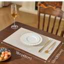 Leetaltree Beige White Placemats Set of 6 - Heat Resistant Non-Slip Place mats for Dining Table, Washable Durable PVC Vinyl Woven Table Mats(Beige White, 6)