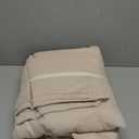 JELLYMONI Sheet Set Queen Size Set of 4 Cotton Cream Grey Easy-Fit 16 Inch Deep Pocket 100% Washed Cotton Soft Breathable (1 Fitted Sheet, 1 Flat Sheet, 2 Pillowcases)