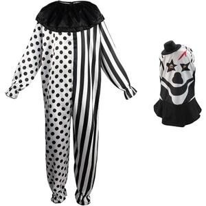 Quenny Halloween Black and White Clown Games cosplay Mardi Gras Masquerade Party Show Costumes