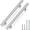 Probrico (15 Pack Polished Chrome Cabinet Cupboard Pulls, Kitchen Cabinet Handles Euro T Bar Dresser Handle, 6-3/10" Hole Centers