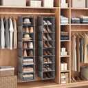 YOUDENOVA Upgraded Extra Wide Hanging Shoe Organizer for Closet, 8-Shelf Storage Organizer with 8 Side Pockets, Hanging Shoe Rack for Hats Clothes Jeans, Grey