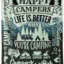 Camping Gifts for Women Men Lovers Throw Blanket, Happy Campers Decor Outdoor, RV Campsite Travel Hiking 50" x 65" - Happy Campers