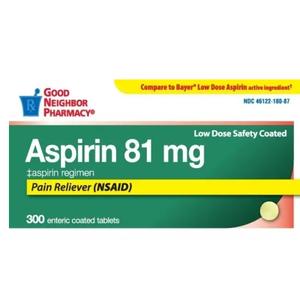 Good Neighbor Pharmacy Aspirin 81 Mg Low Dose Safety Coated Tablets 300ct (2 Pack)