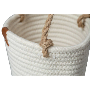 Cotton Rope Storage Basket, Large Woven Laundry Hamper with Handles, White Foldable set of 3( 15.5×12, 12×10,10.5×8.5in)