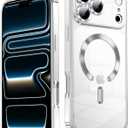 Slim Thin for iPhone 17 Pro Case Clear, Compatible with MagSafe, Built-in Camera Lens Protector, Shockproof Protective Phone Case, Soft Electroplated Magnetic Cover, Silver