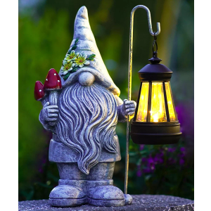 Garden Gnome Statue with Solar Lights Lantern,Outdoor Sculpture Home Decor for Yard Lawn Balcony Patio Porch,Gardening Gifts for Mom Women Grandma Garden Gnome Statue with Solar Lights Lantern,Outdoor Sculpture Home Decor for Yard Lawn Balcony Patio Porch,Gardening Gifts for Mom Women Grandma
