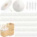 Aodaer 80 Pieces 23.6 Inch Wedding Paper Umbrellas with Storage Boxes White Decorative Chinese Japanese Parasol Umbrella Crafts DIY Painting Umbrella Decor for Wedding Bridal Party Photography