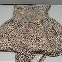 WDIRARA Women's Plus Size Leopard Print Strapless Tube Romper Sleeveless Wide Leg Jumpsuit Shorts (1XL, Brown)