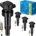 PHILTOP Ignition Coil Pack and Iridium Spark Plugs Fits for Kia 2012-2019 Soul 1.6L, Hyundai 2012-2019 Accent, Kia 2012-2019 Rio, Hyundai 2013-2017 Veloster 1.6L, Hyundai 2012 Veloster, 4PCS UF652